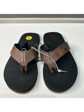 Volcom Recliner Sandals Black & Brown Size 9 Men's Flip-Flops With Comfort Sole